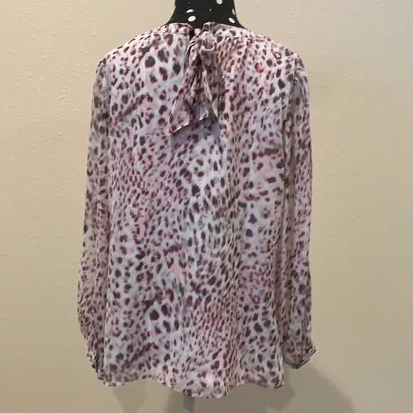 Talbots long sleeve snow leopard blouse - Picture 3 of 5